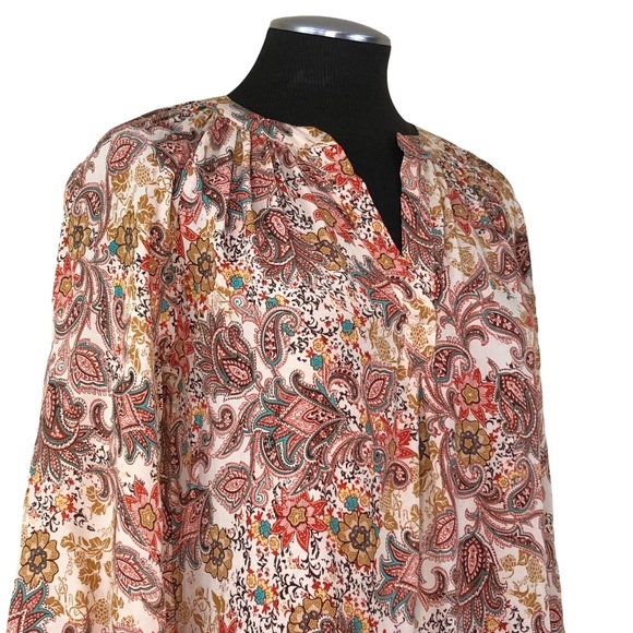 Cynthia Rowley - Paisley Pullover V-Neck Blouse - Picture 4 of 10